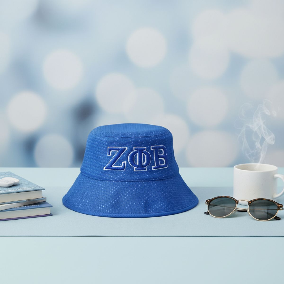 ZPB Sorority Blue Mesh Embroidered Bucket Hat